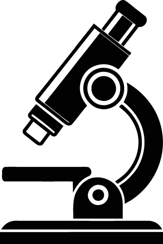 Microscope silhouette illustration, Microscope black and white vector