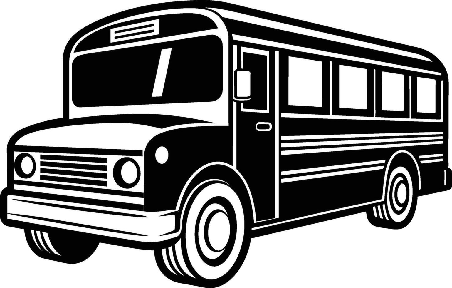 a monochrome silhouette illustration of a classic school bus vector