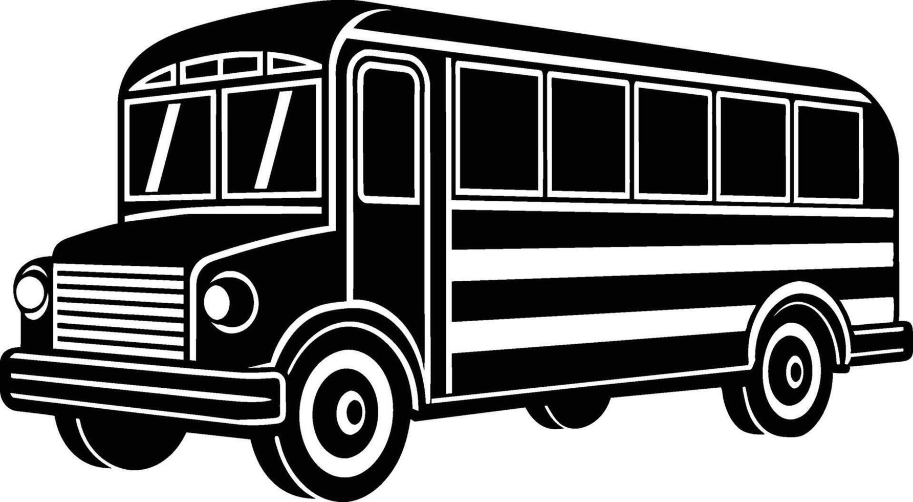 a monochrome silhouette illustration of a classic school bus vector