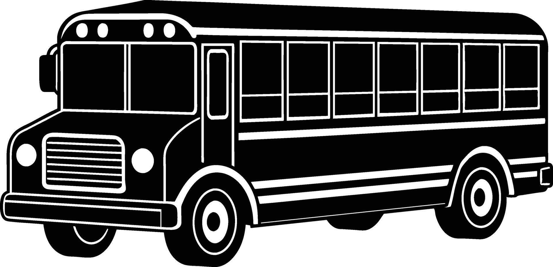 a monochrome silhouette illustration of a classic school bus vector