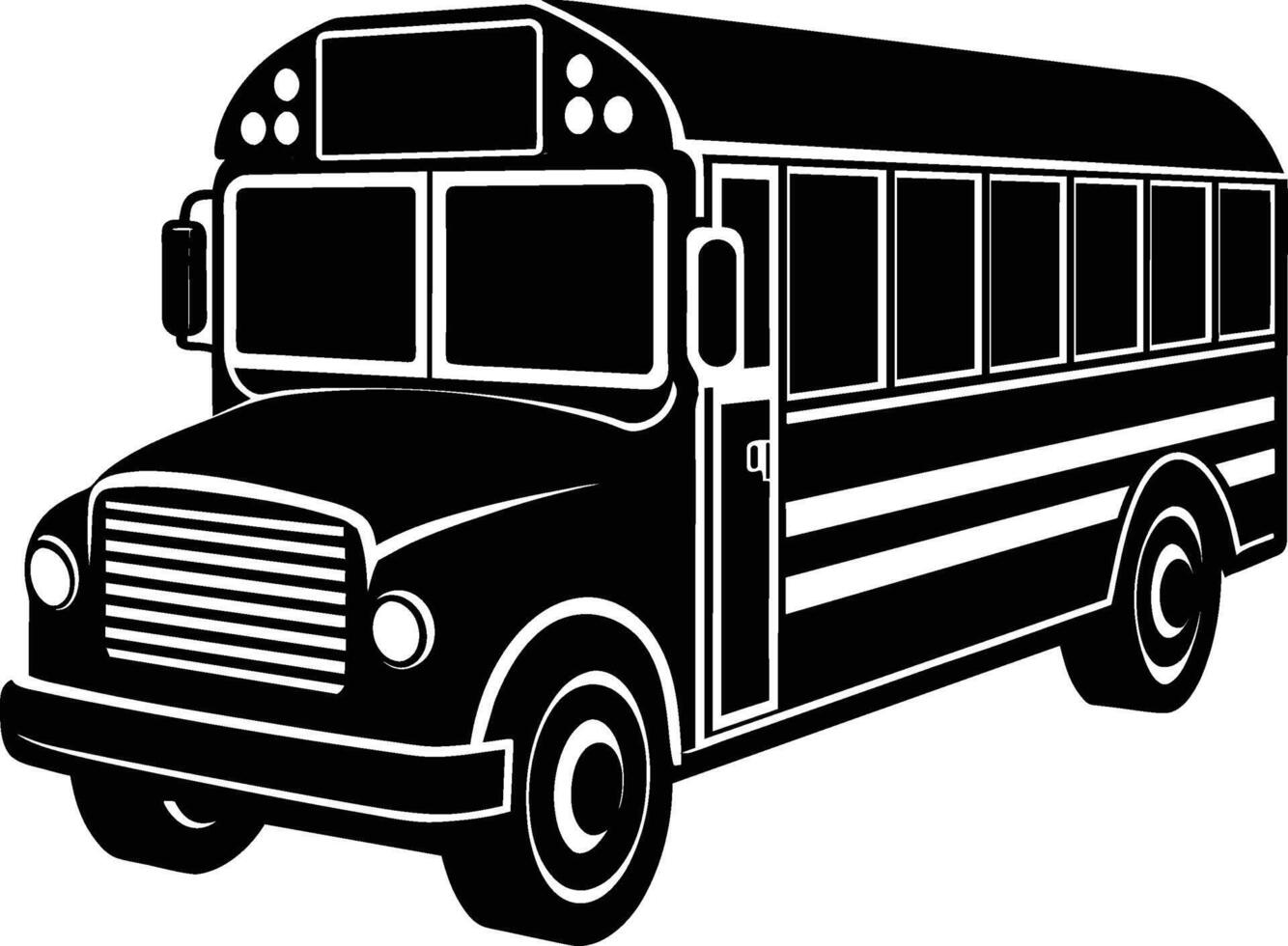 a monochrome silhouette illustration of a classic school bus vector