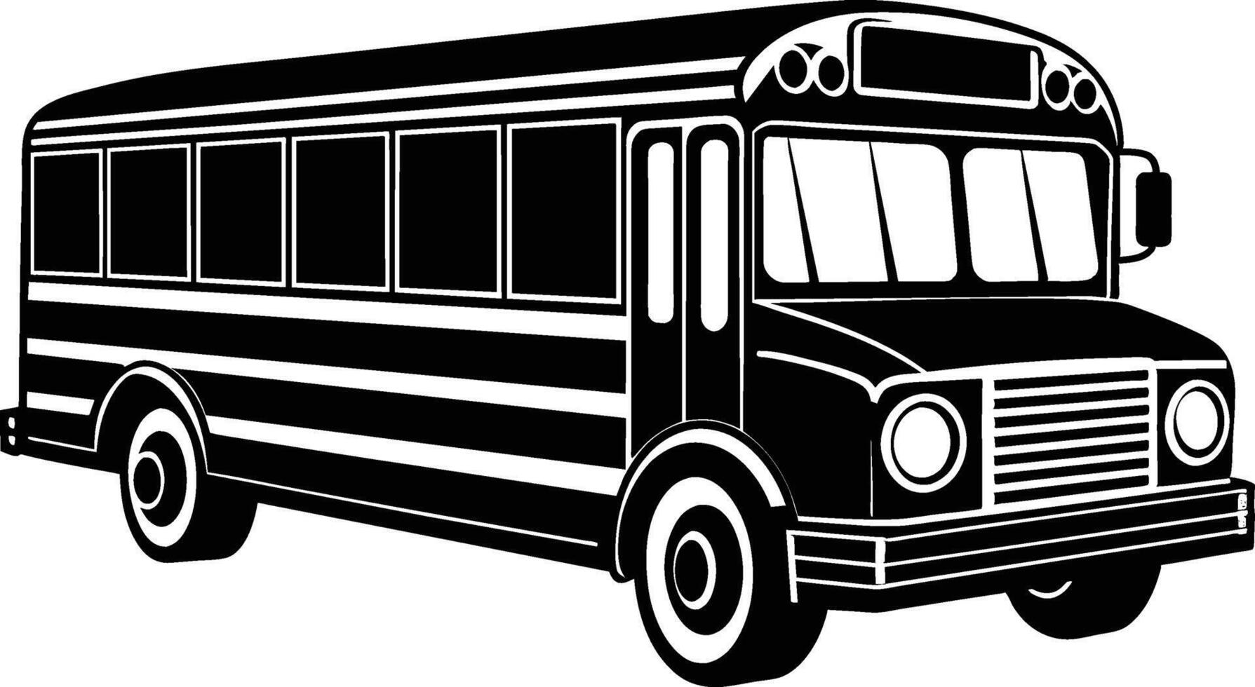 a monochrome silhouette illustration of a classic school bus vector
