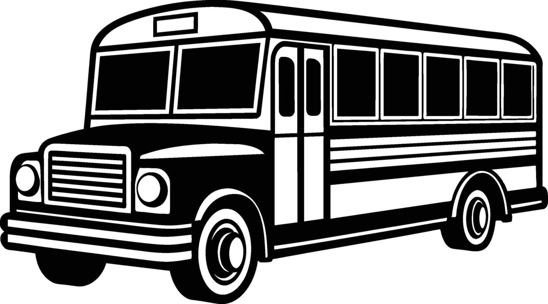 a monochrome silhouette illustration of a classic school bus vector