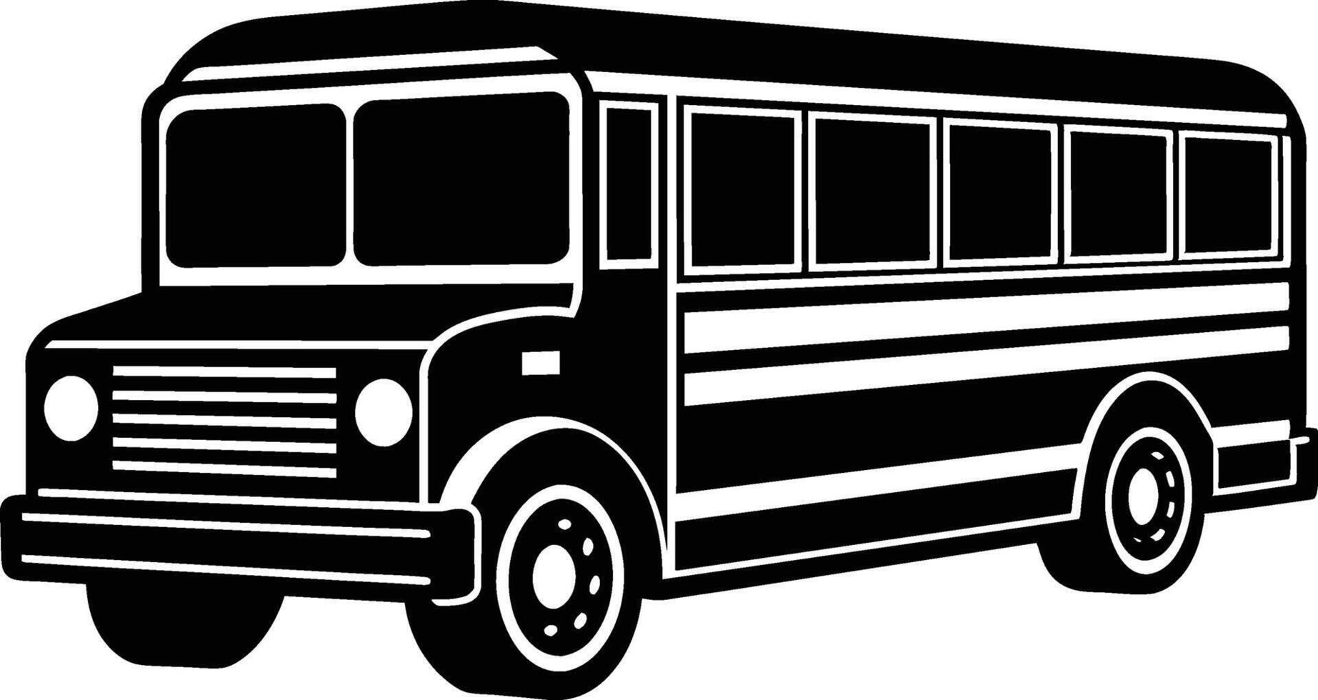 a monochrome silhouette illustration of a classic school bus vector