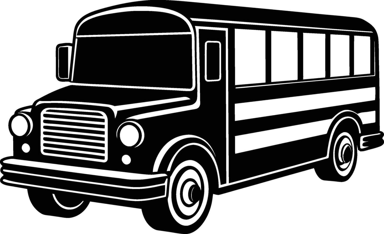 a monochrome silhouette illustration of a classic school bus vector