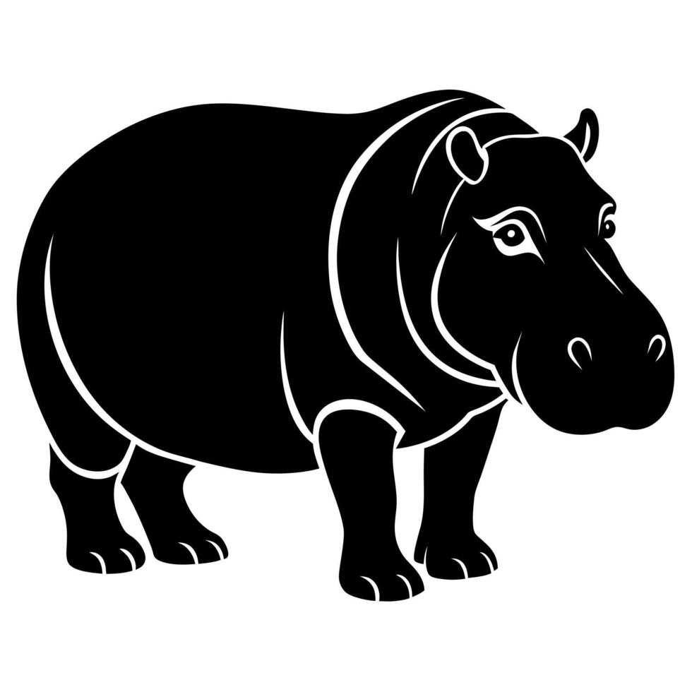 hippo silhouette illustration Design in white background vector