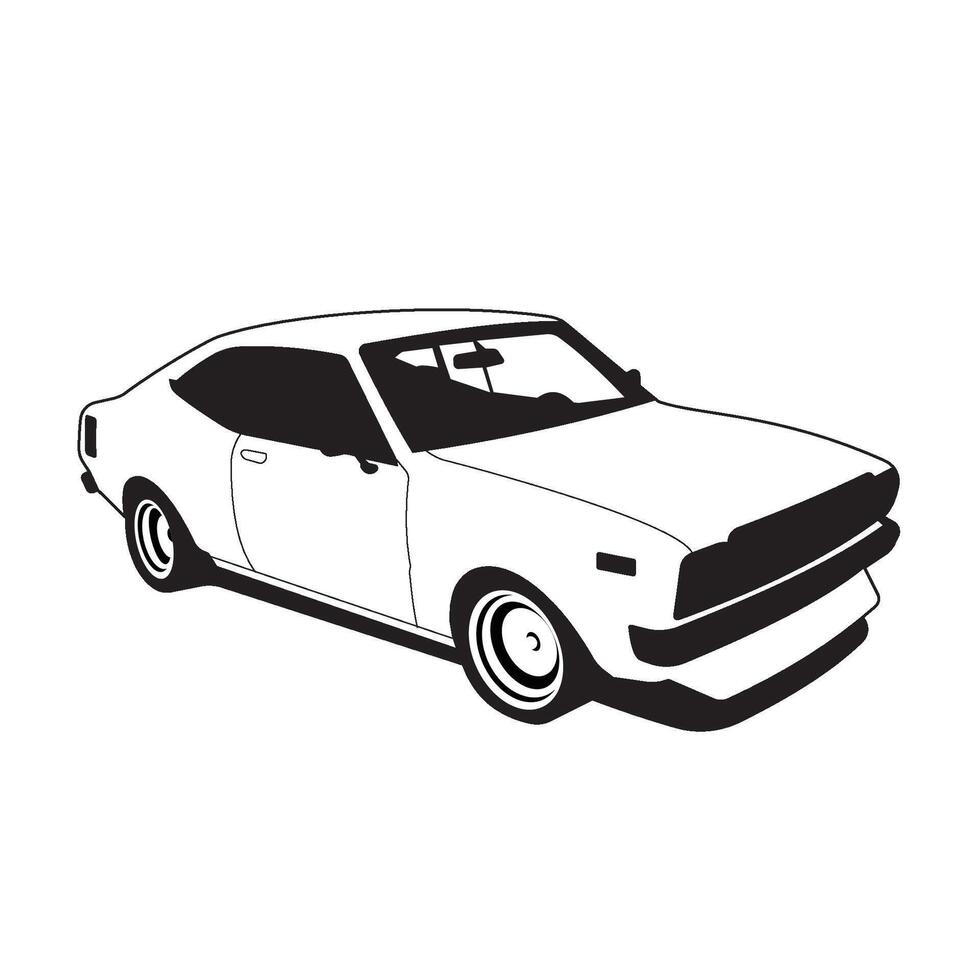 japan retro car black and white vector