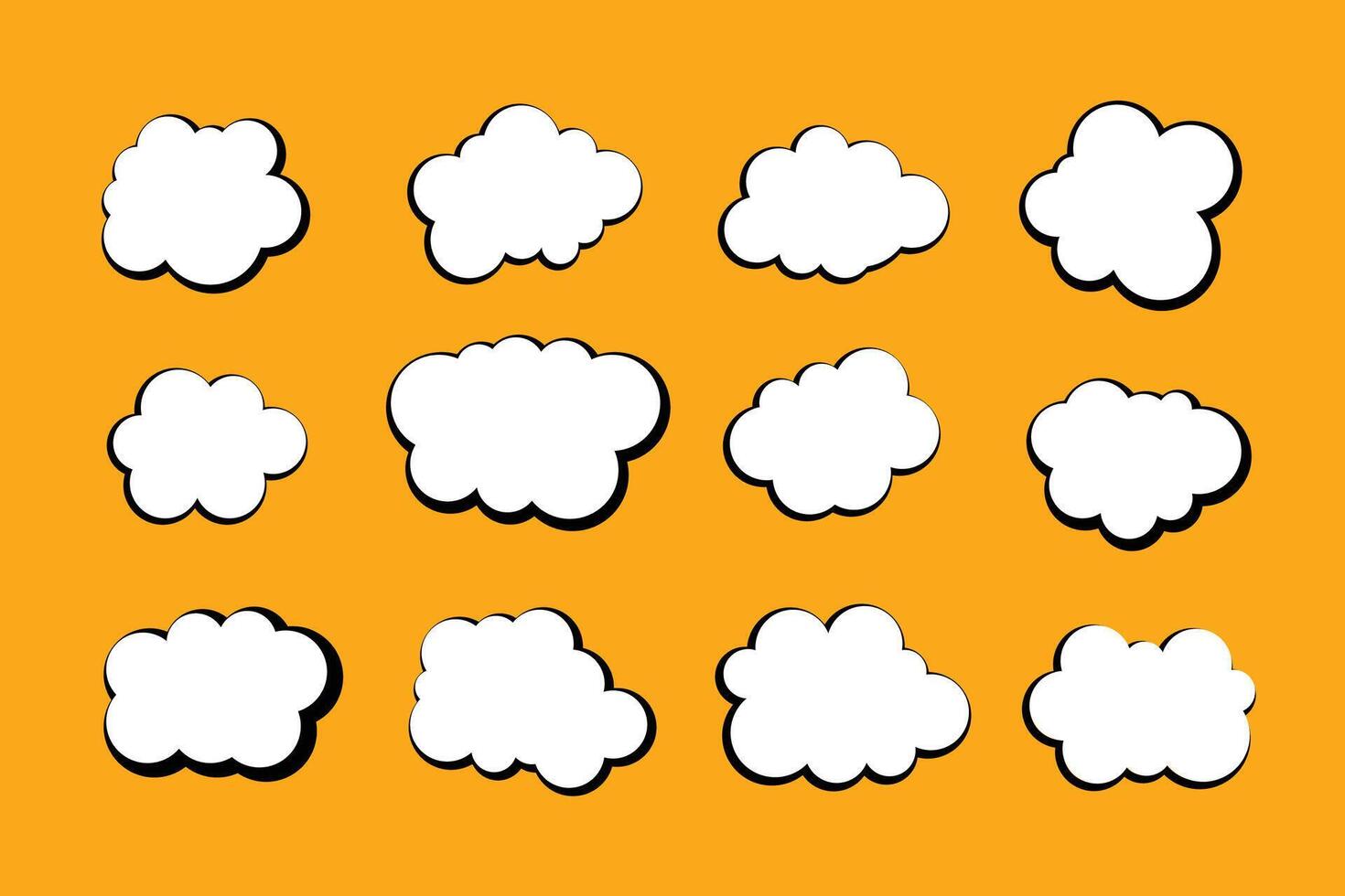 set of white clouds on orange background 46531626 Vector Art at Vecteezy