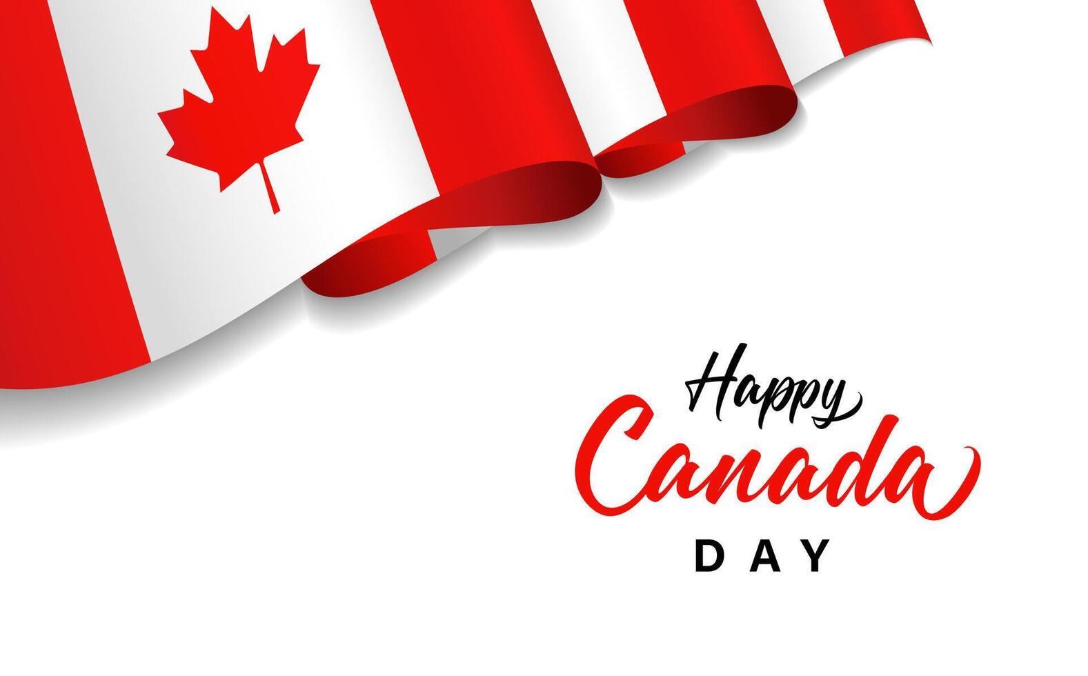 Happy Canada Day with Canadian 3d waving flag frame vector