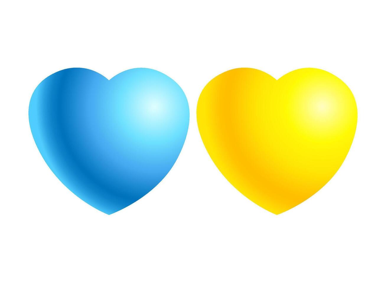 Set of 3D hearts. Blue and yellow colors. Creative icons vector