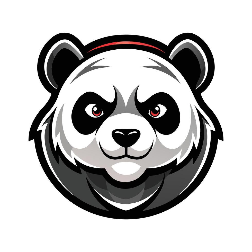 This is a cartoon illustration of a panda bear wearing a red bandana. The panda is looking directly at the viewer with a confident expression. vector