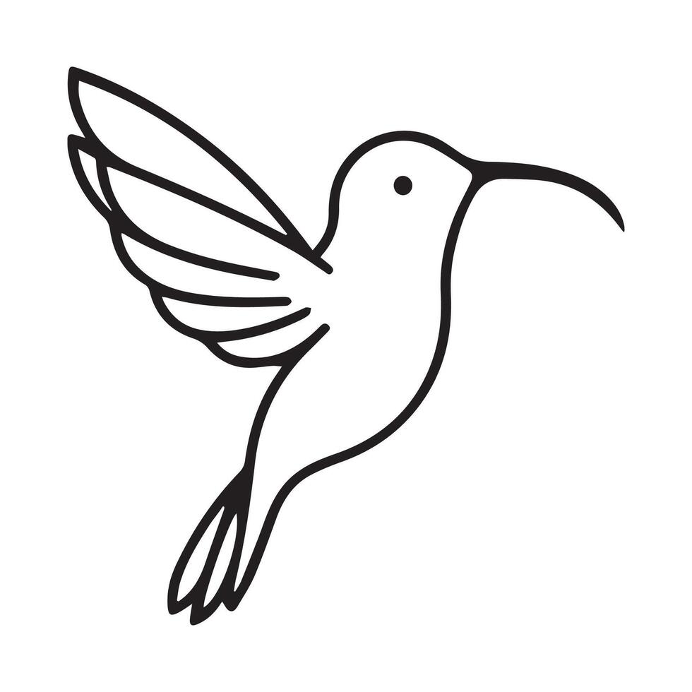 Hummingbird silhouette black on white background vector