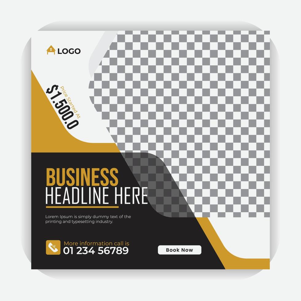 Unique and professional social media post or square banner template design, Creative and modern real estate social media post template, real estate or Home Sale Social Media Promotion vector