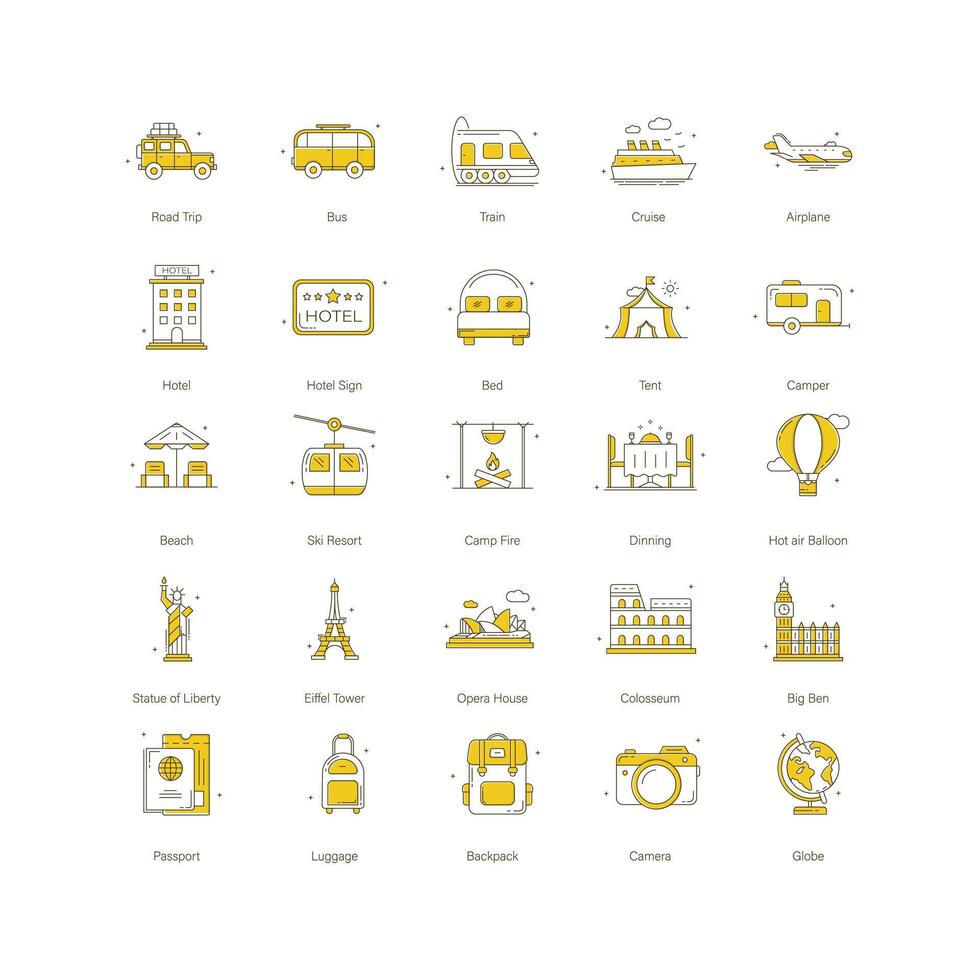 Comprehensive Travel Icon Design Collection vector