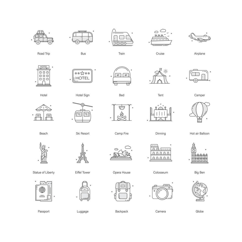 Comprehensive Travel Icon Design Collection vector