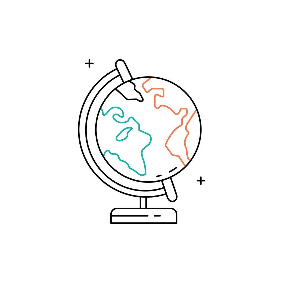 Globe World, Earth, Global, International, Geography, Globe Icon, Planet, Continents, Atlas, Globalization Icon Design vector