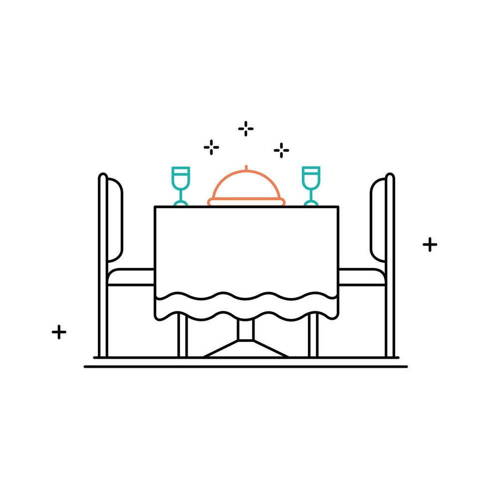 Restaurant Dining Table, Restaurant, Dinner, Dining Table, Cuisine, Food Service, Eating Out, Meal Time, Dining Experience Icon Design vector