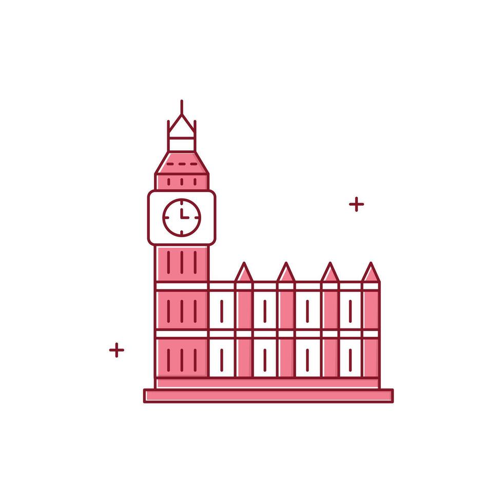 Big Ben, London Landmark, Clock Tower, British Monument, Westminster Clock, Historic Landmark Illustration Icon Design vector