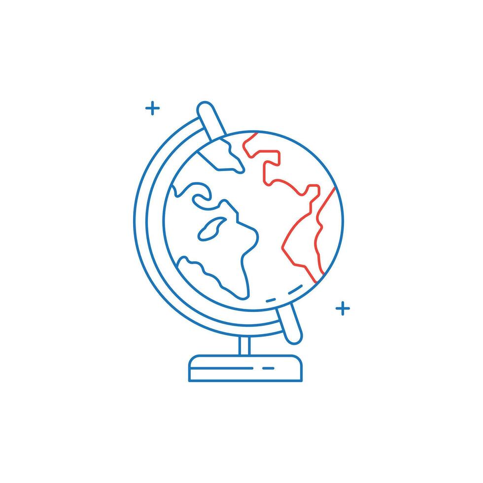 Globe World, Earth, Global, International, Geography, Globe Icon, Planet, Continents, Atlas, Globalization Icon Design vector