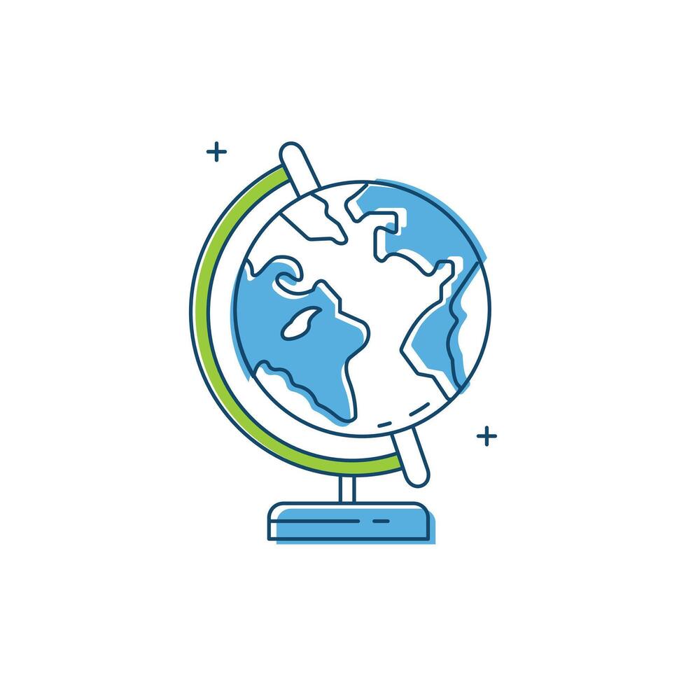 Globe World, Earth, Global, International, Geography, Globe Icon, Planet, Continents, Atlas, Globalization Icon Design vector
