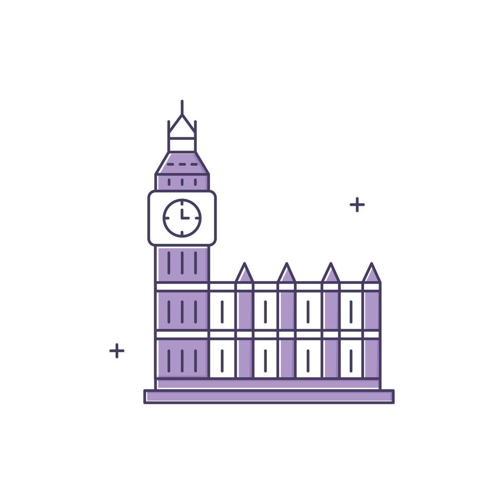 Big Ben, London Landmark, Clock Tower, British Monument, Westminster Clock, Historic Landmark Illustration Icon Design vector