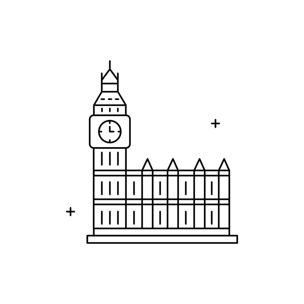 Big Ben, London Landmark, Clock Tower, British Monument, Westminster Clock, Historic Landmark Illustration Icon Design vector