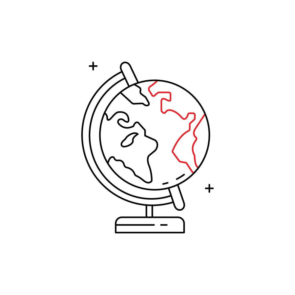 Globe World, Earth, Global, International, Geography, Globe Icon, Planet, Continents, Atlas, Globalization Icon Design vector
