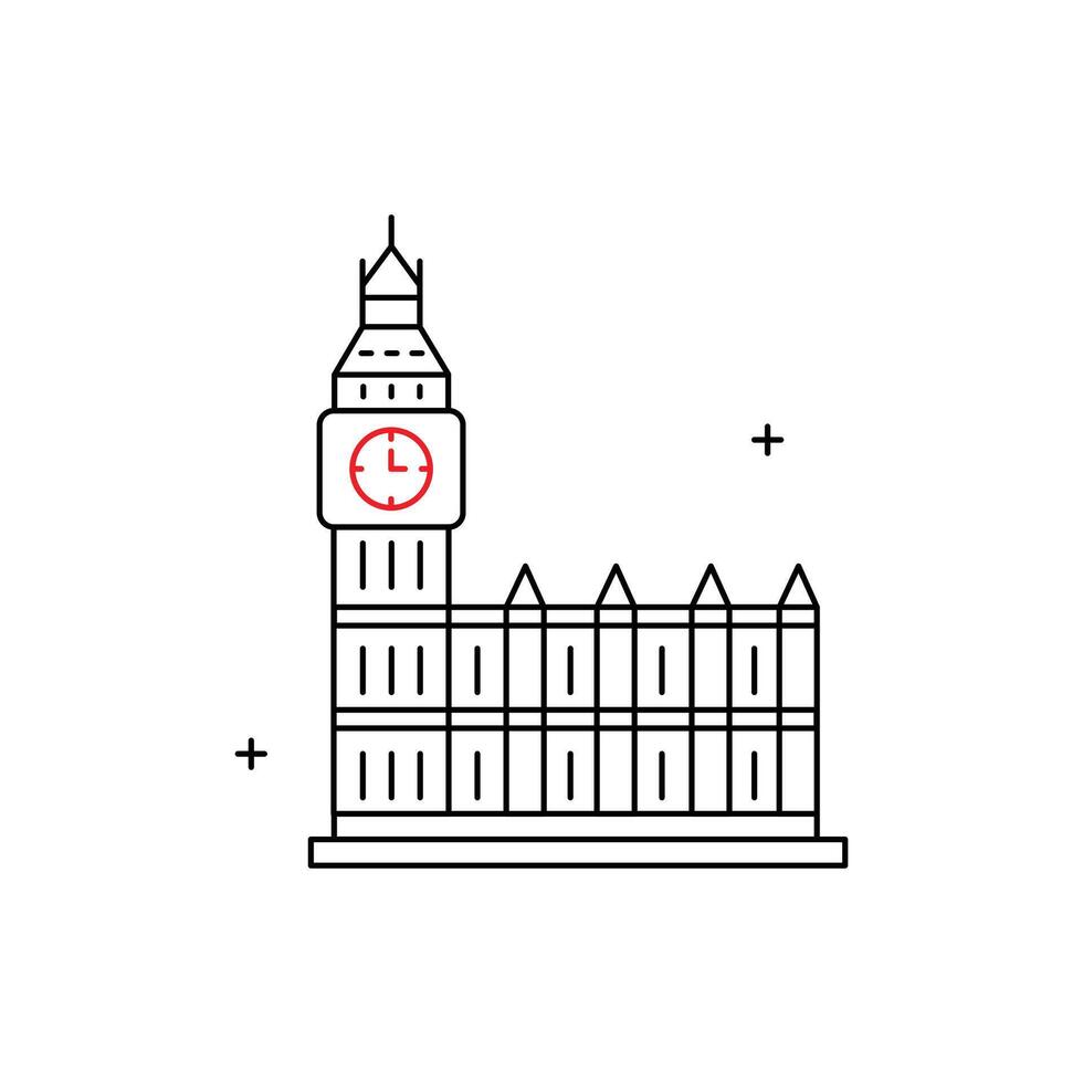 Big Ben, London Landmark, Clock Tower, British Monument, Westminster Clock, Historic Landmark Illustration Icon Design vector