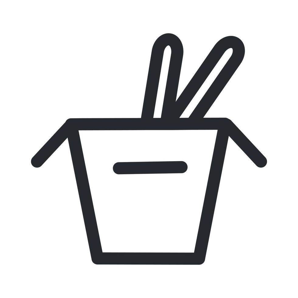 Framed box with chopsticks icon. Asian food noodles. vector
