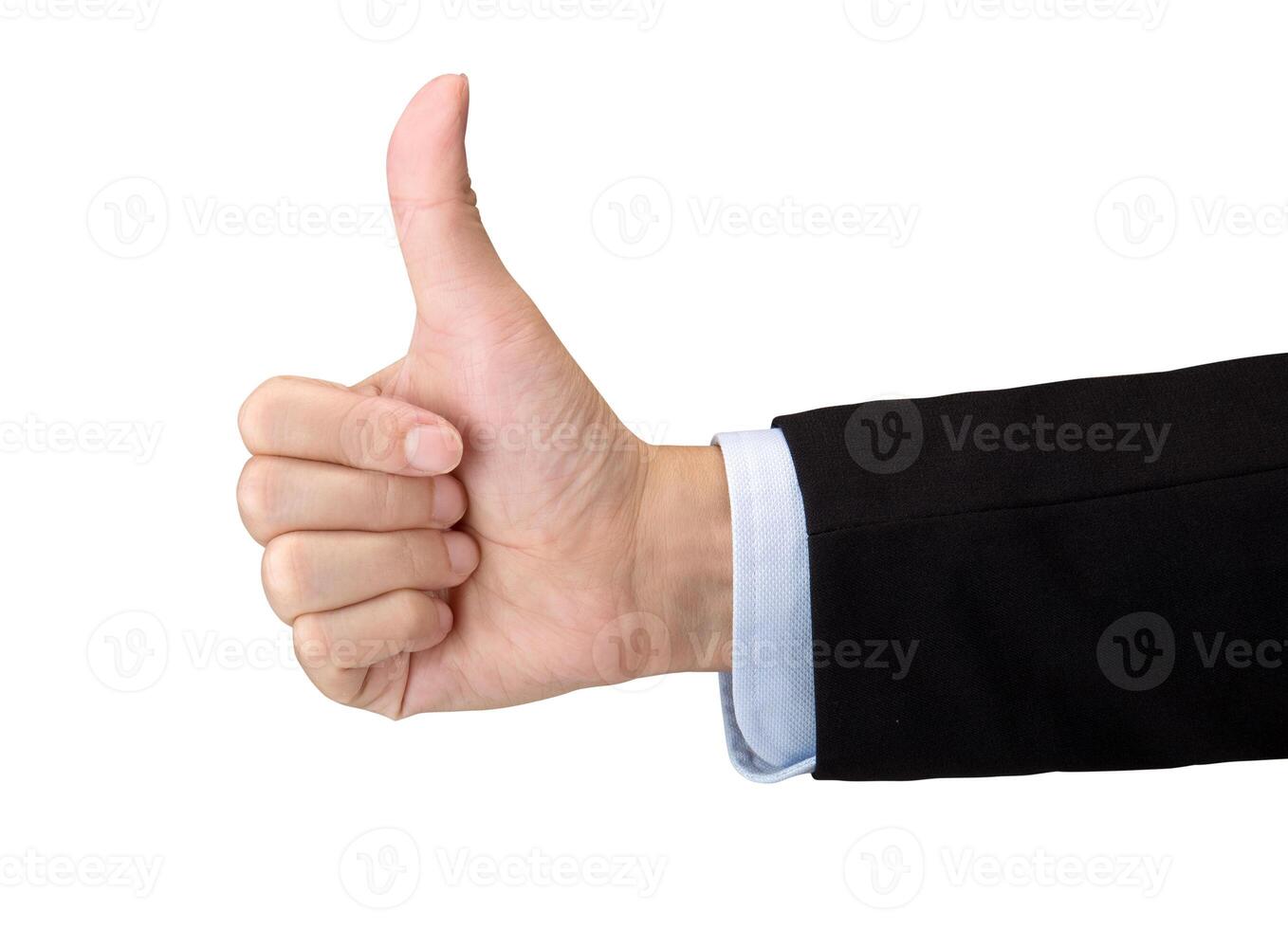 Businessman hand with thumb up isolated on white with clipping path photo