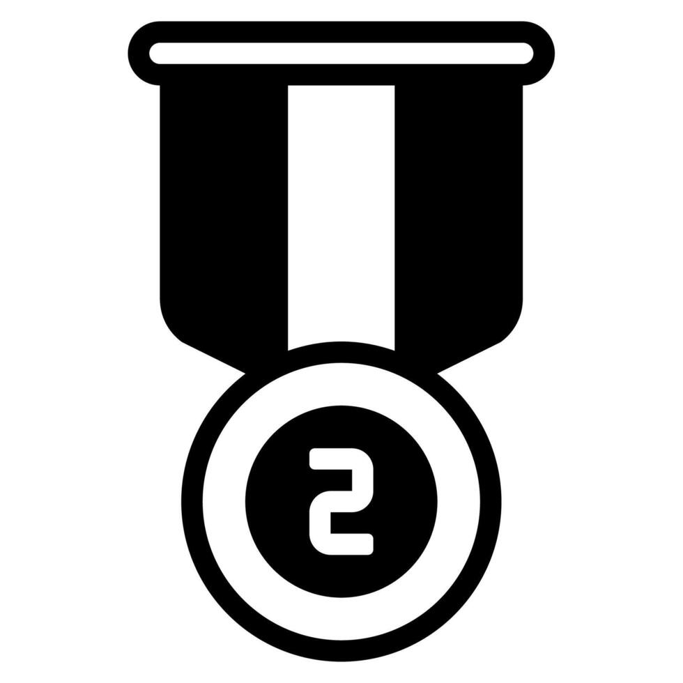 Mendallion badge silver award icon or logo illustration outline black style vector