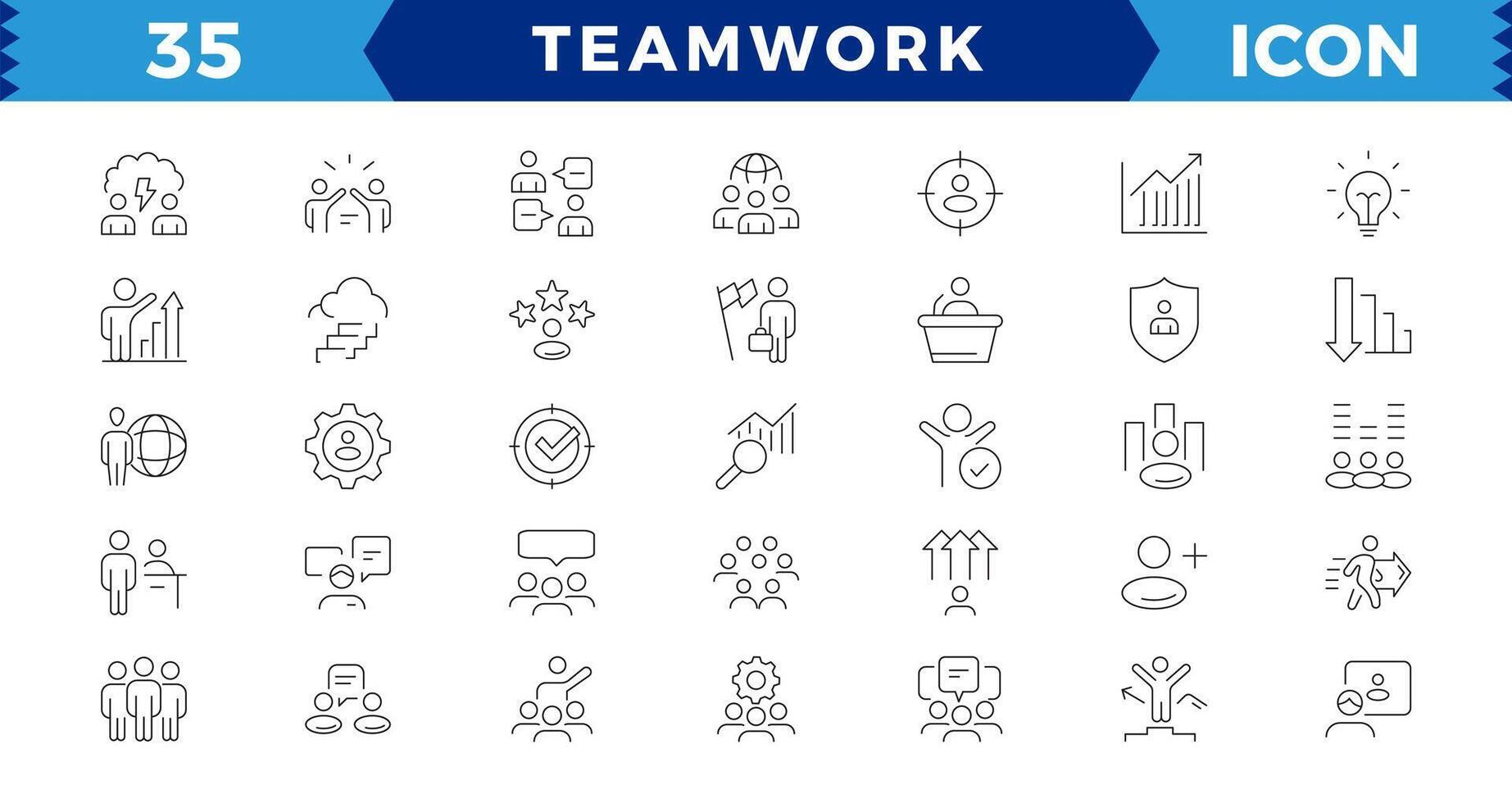 Business teamwork, Teamwork line icons set. Businessman outline icons collection. Work group and human resources. team building, work group and human resources minimal thin line web icon set. vector