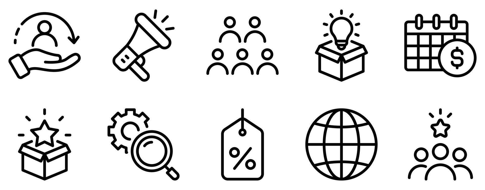 Online Marketing Icon Set Streamlined Line Style Collection for Digital Strategies vector