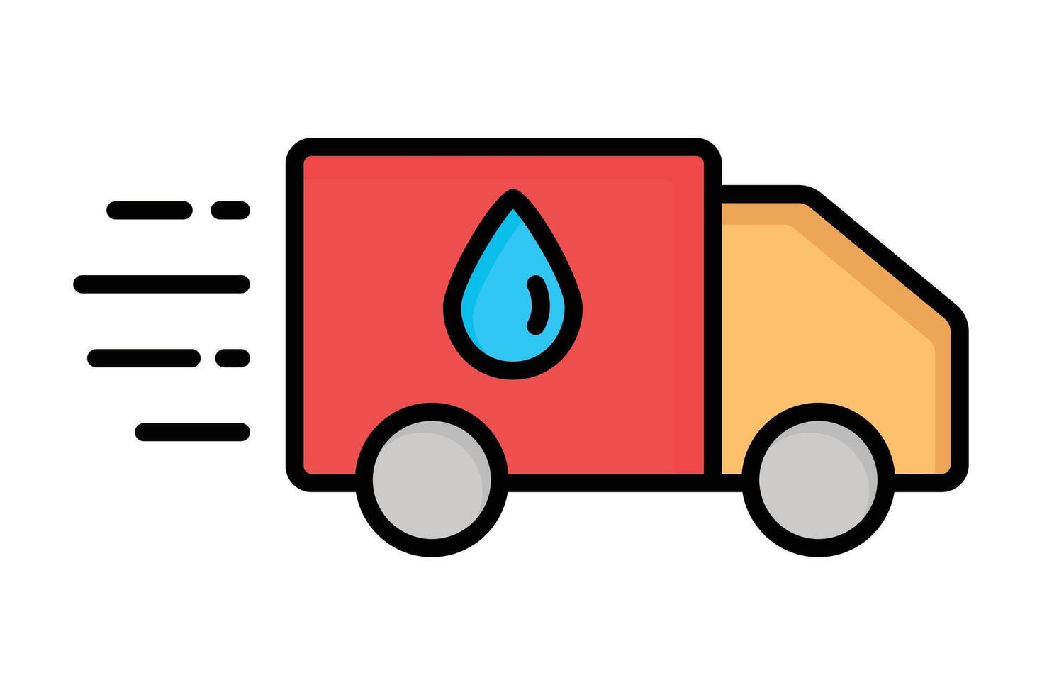 Water delivery icon. truck with water drop . icon related to supply. colored outline icon style. water supply elements illustration vector
