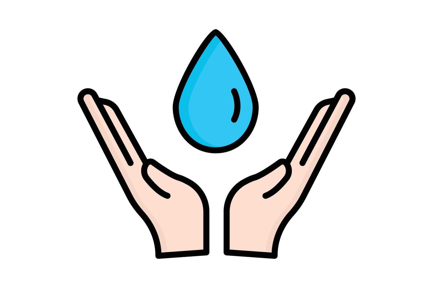 Save water icon. hand with water drop . icon related to conservation. colored outline icon style. conservation elements illustration vector