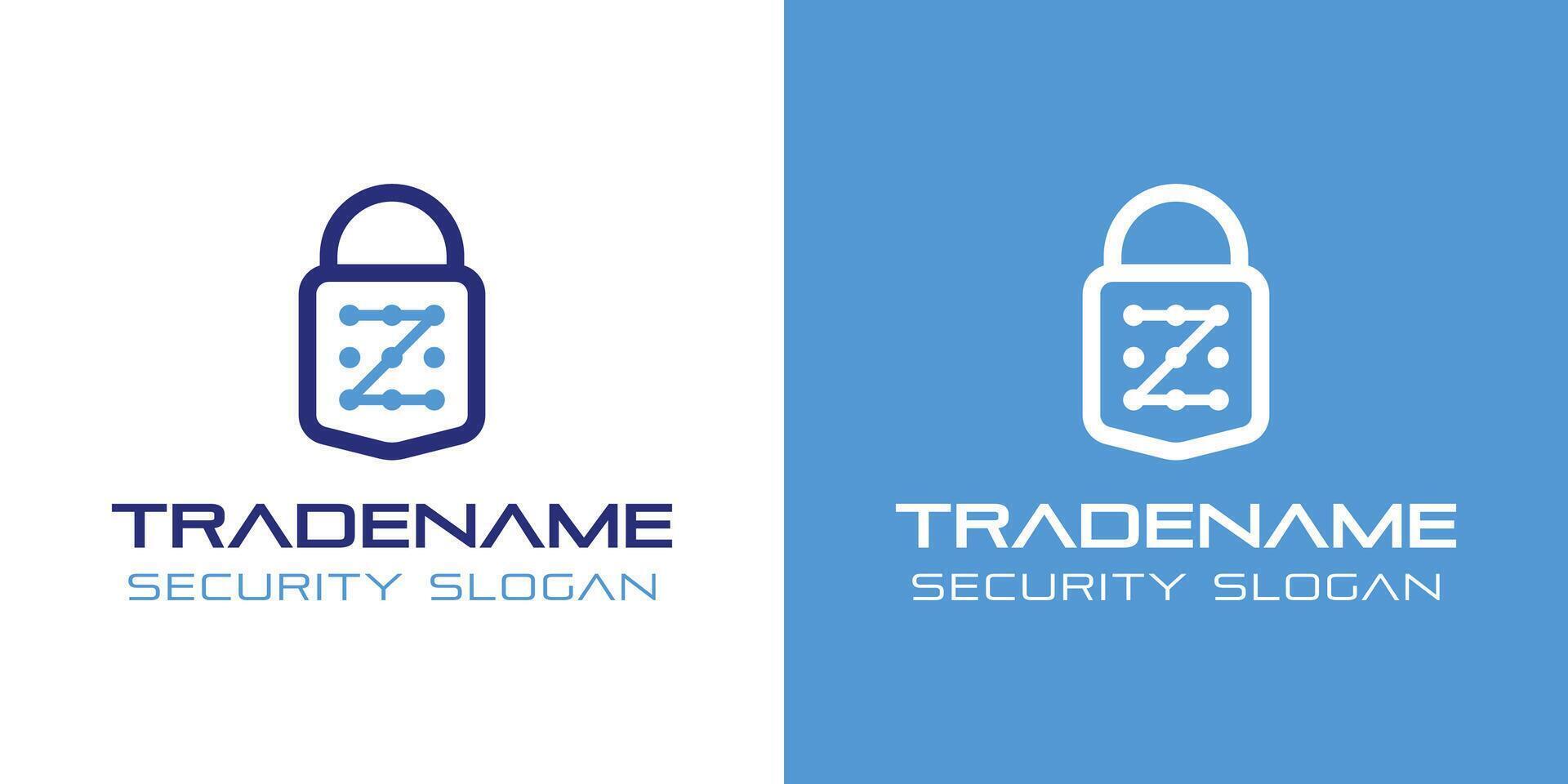 Letter Z Smart Lock Logo, Perfect for Digital Padlock and Residential Security Services vector