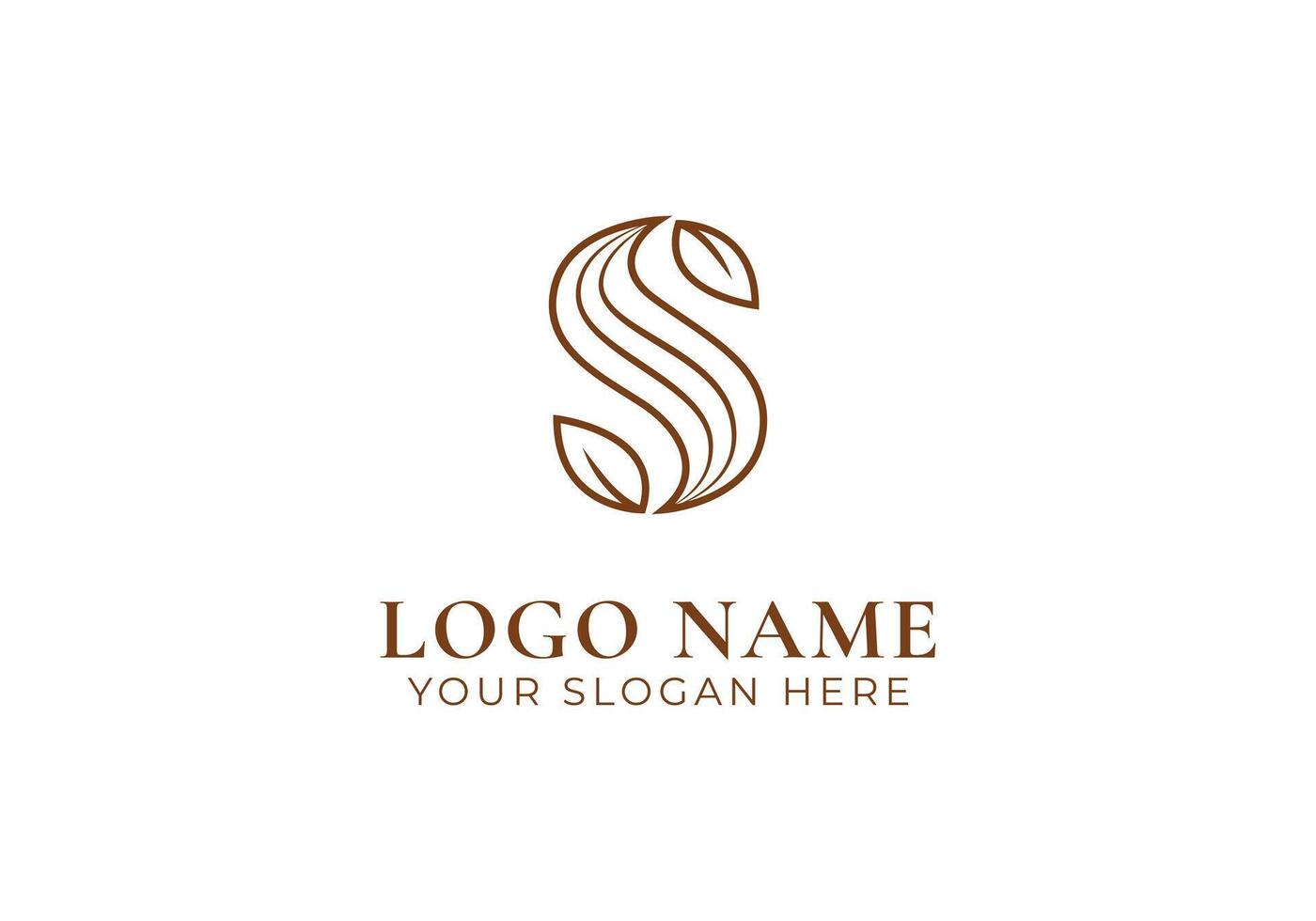 logo line letter S with leaf. Logo type, nature, initial. Editable file vector