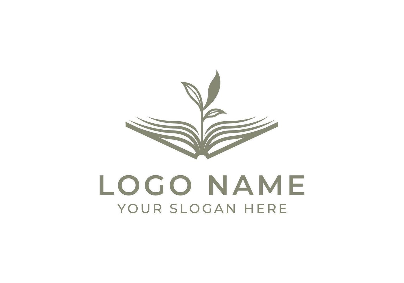 Logo Open book with sprout plant in the middle. Logo floral, Minimalist, Botanical. Editable file vector