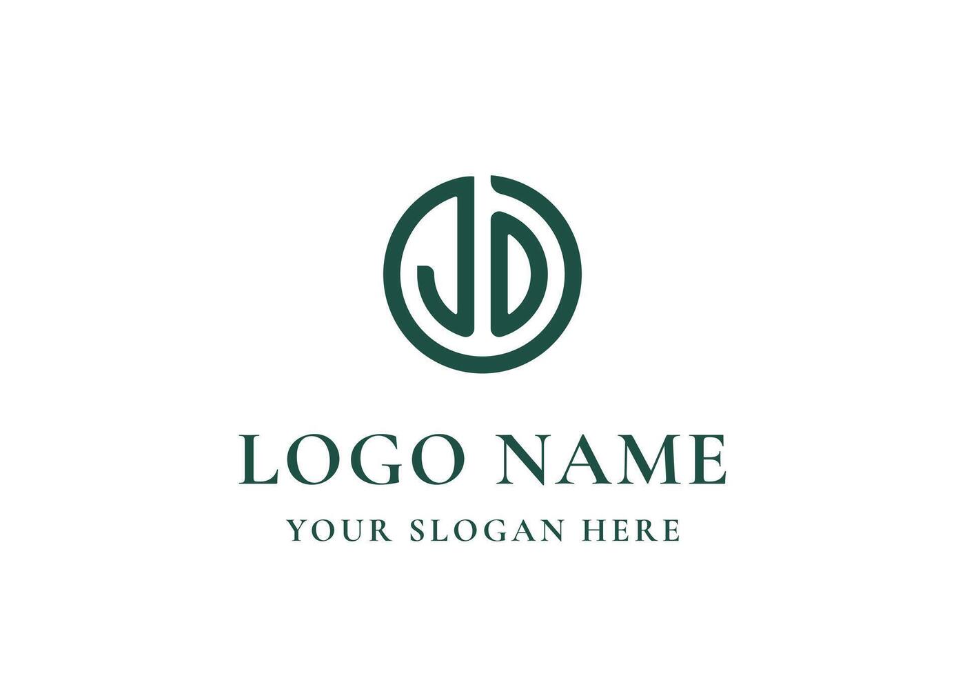 Logo letter J and D with circle. Logo initial. Editable file vector
