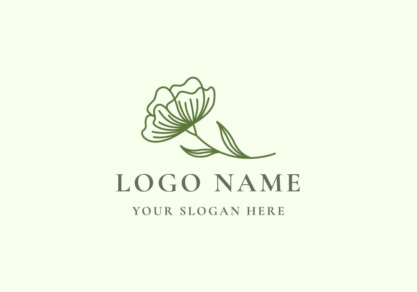 logo line handrawn flower branch. Editable file vector