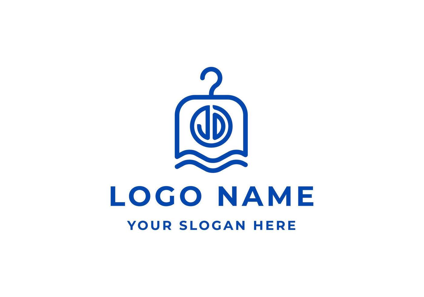Logo letter J and D with circle and hunger laundry. Logo initial, laundry service. Editable file vector