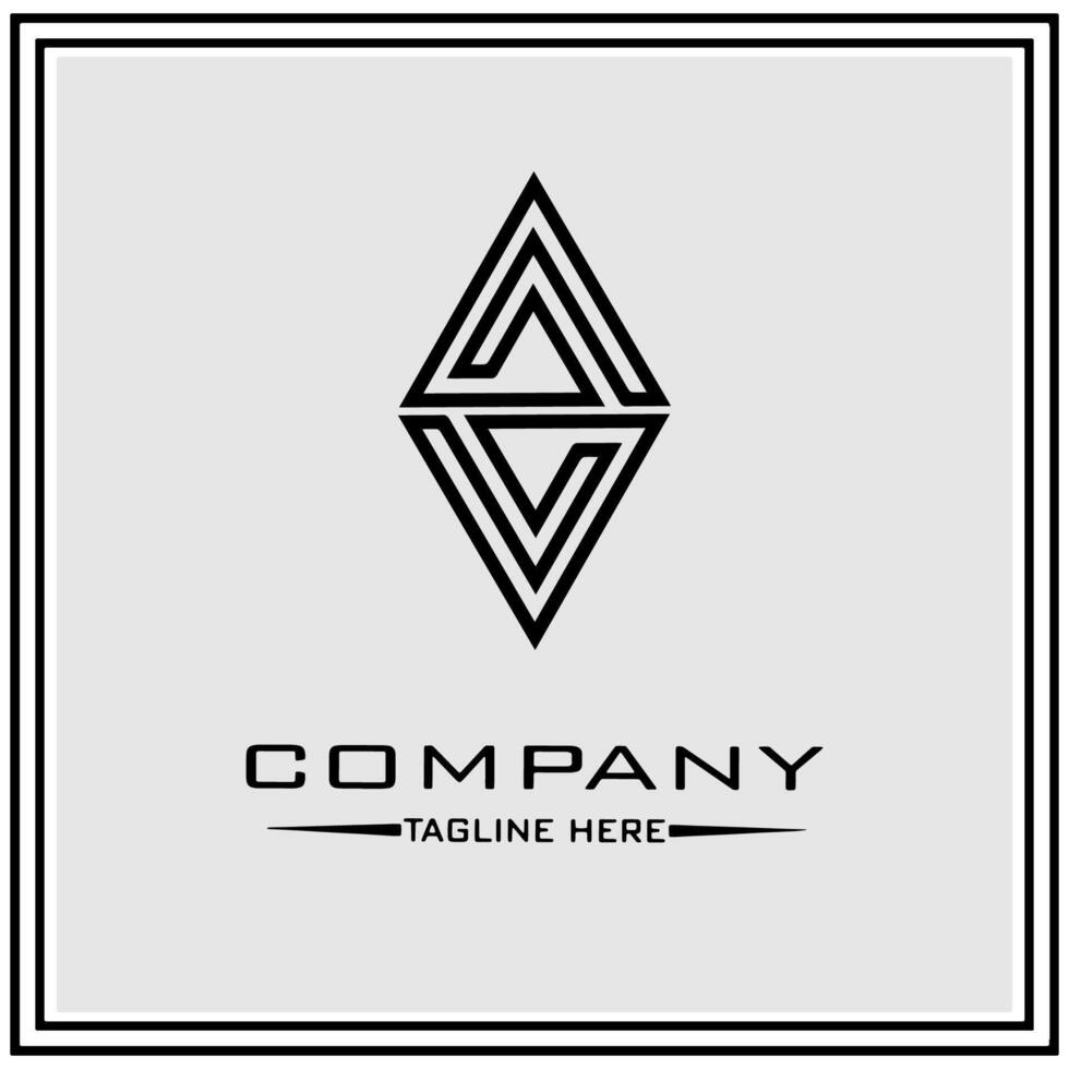 abstract logo design, black and white geometric technology icon vector