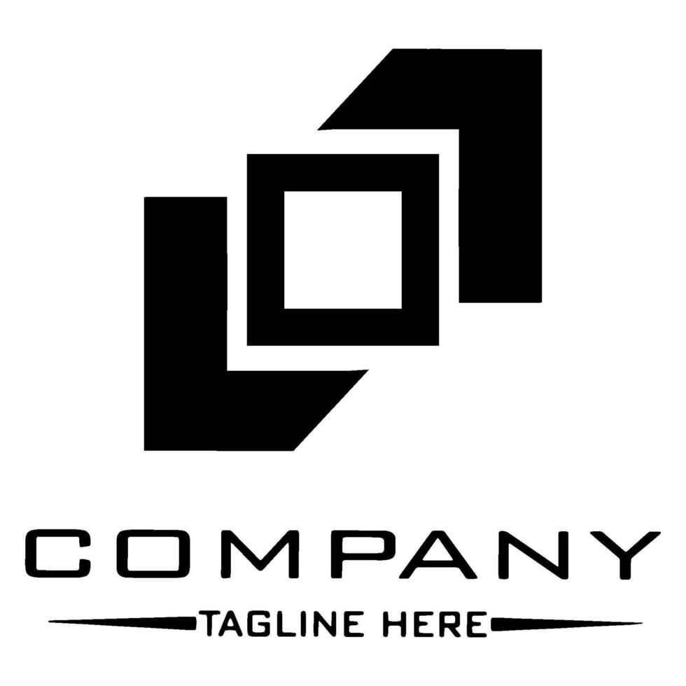 abstract logo design, black and white geometric technology icon vector