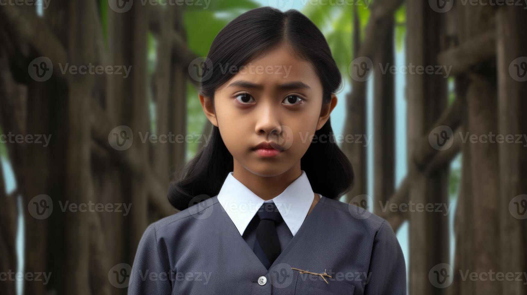 Little girl going to school. Neural network photo