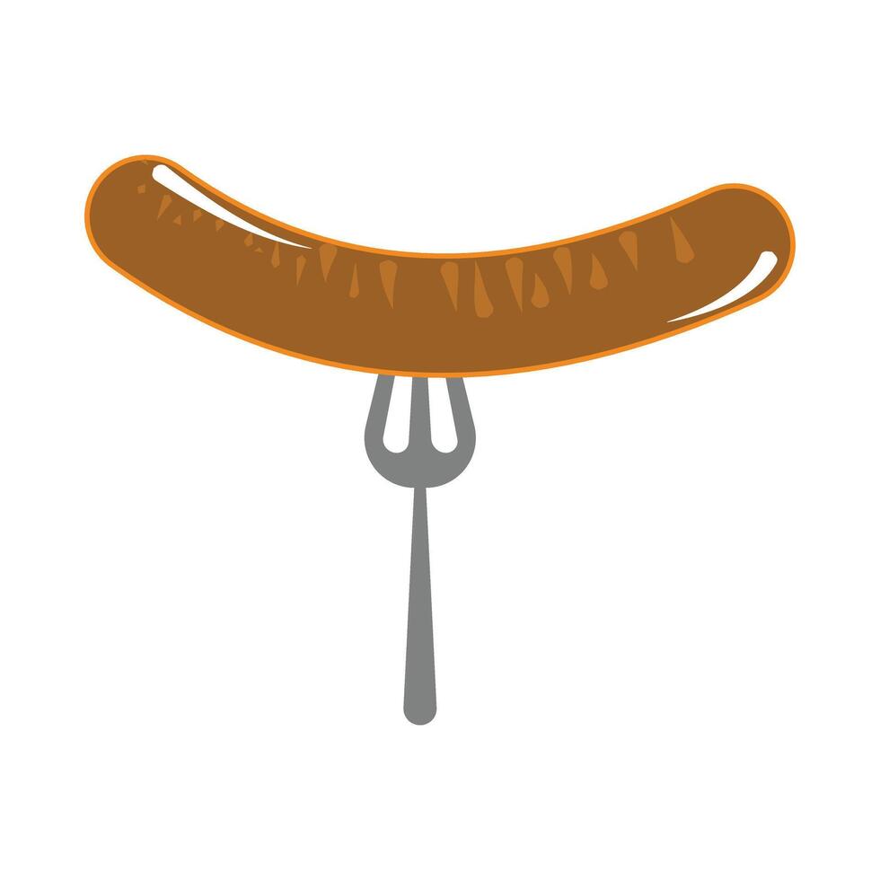 sausage on a fork vector