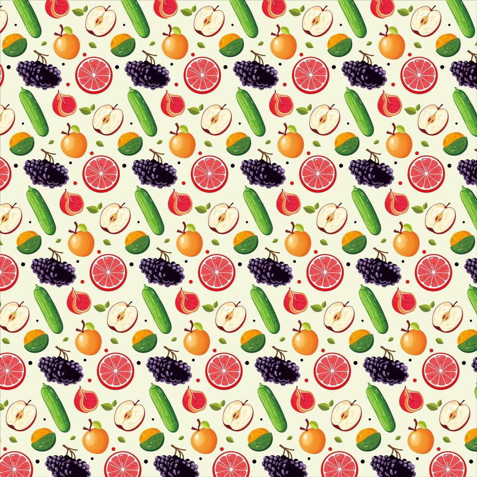 Fruits pattern colorful in realistic design vector