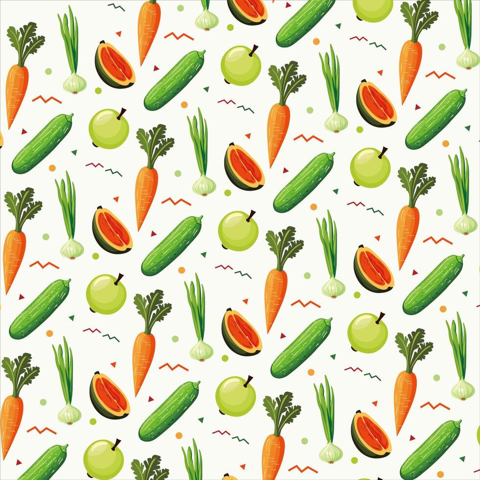 Fruits pattern colorful in realistic design vector