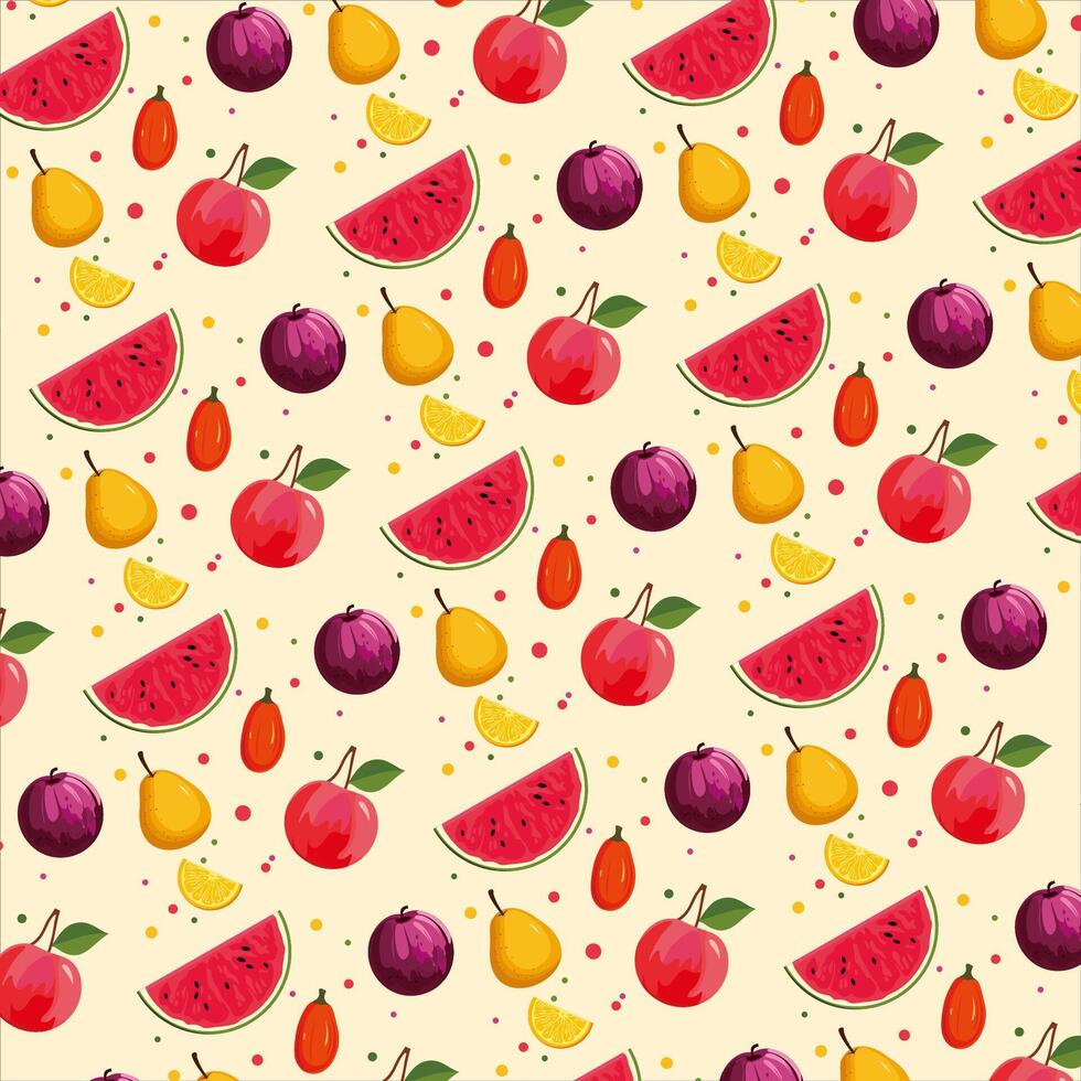 Fruits pattern colorful in realistic design vector