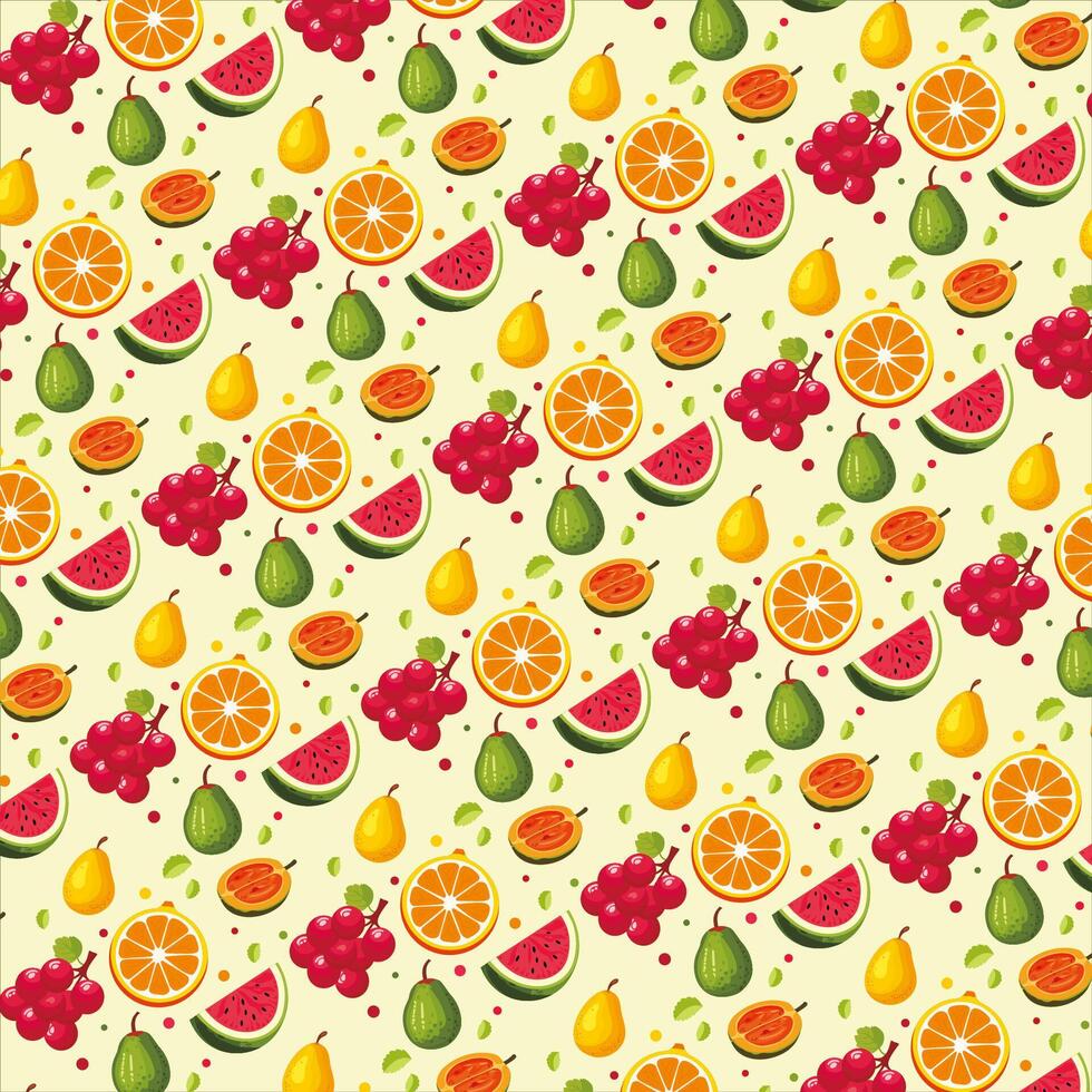 Fruits pattern colorful in realistic design vector