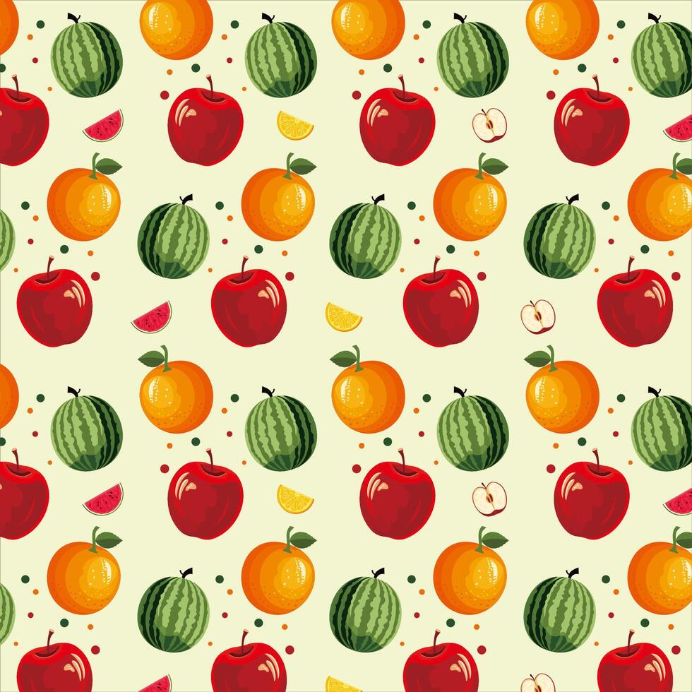 Fruits pattern colorful in realistic design vector